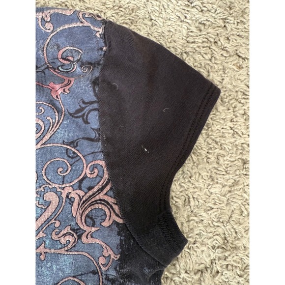 Womens Y2K Wild Flowers Butterfly Graphic Baby Tee Rhinestone Henley 2000s M - Picture 8 of 8